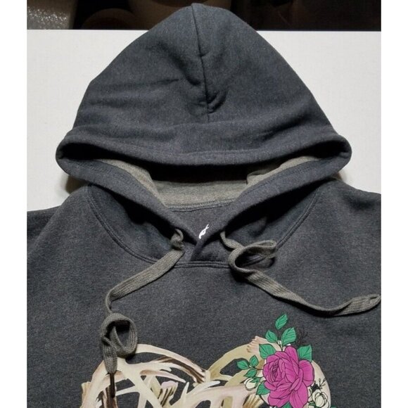 Realtree Long Sleeve Gray Deer Antlers Floral Graphic Hoodie Women's Size Large - Picture 5 of 15